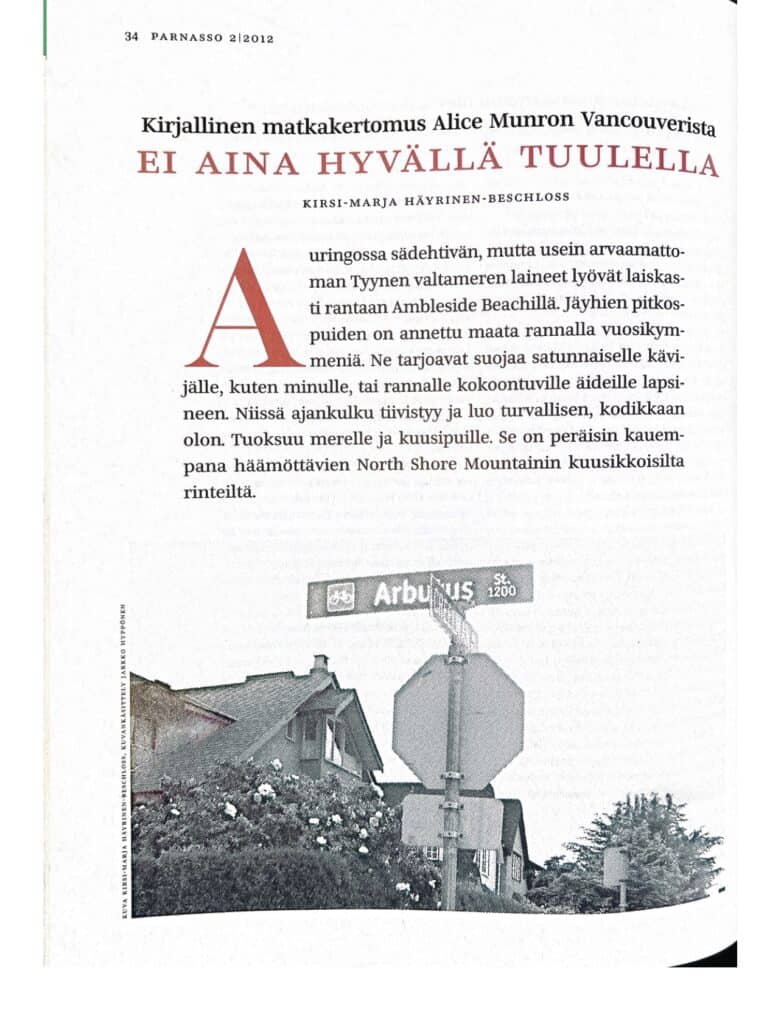 Kohtasin Alice Munron vancouverilaisella rannalla